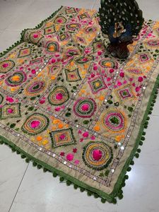 2025 chal de seda hecho a mano antiguo de lujo nuevo diseño pesado espejo trabajo bordado chal impreso estilo étnico para mujeres - Product Image 6