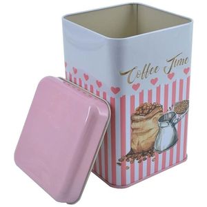 กล่องดีบุกสี่เหลี่ยมฝาลื่นขนาด105x105X160มม. พื้นหลังเส้นสีชมพูสำหรับเมล็ดกาแฟที่เก็บเมล็ดกาแฟ - Product Image 4