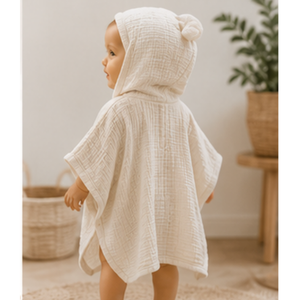 Serviette à capuche en mousseline pour enfants, 100% coton, douce et respirante, peignoir de plage, fournisseur direct de Denizli, Turquie, OEM - Product Image 1