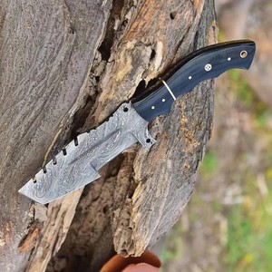 Cuchillo de Supervivencia Portátil para Exteriores, Venta Caliente de Fábrica, Acero de Damasco, Mango de Madera - Product Image 3