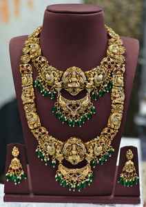 Ensemble collier Temple de qualité supérieure de créateur avec collier plaqué or serti de boucles d'oreilles pour mariage pour femmes - Product Image 2