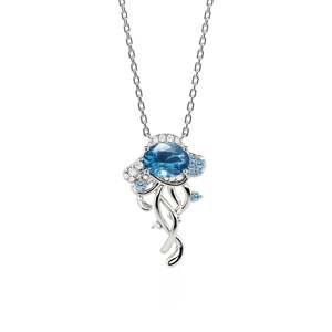 สร้อยคอจี้แมงกะพรุนเจลลี่ฟิชประดับด้วยหินรูปไข่สีน้ำเงิน - Product Image 1
