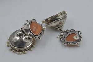 Venta caliente diseñador plata aspecto igual piedra peso ligero Stud Jhumka pendiente joyería para niñas y mujeres - Product Image 4