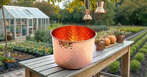 Bol décoratif en cuivre martelé de calibre lourd pur 100% en métal fait à la main de qualité supérieure écologique avec jante dorée de taille moyenne - Product Image 3