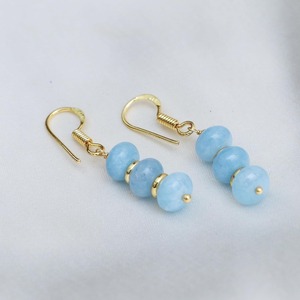 Handmade Blue Aquamarine Birthstone Dangle <b>Earrings</b> Fashion Gold Plated Hook with Spacer Beads Drop <b>Earrings</b> - Product Image 3
