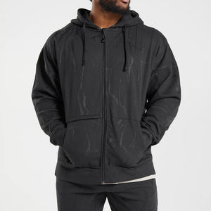 OEM 100% coton hommes sweat à capuche vestes de lavage grande taille 460 Gsm poids lourd lavé à l'acide brodé uni teint décontracté - Product Image 1