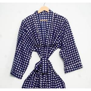 100% Cotton Kimono Robes, Pure Cotton Kimono Hand Block Printed Floral Cotton Kimono Shower Robe Strap <b>for</b> Whole Sale - Product Image 3