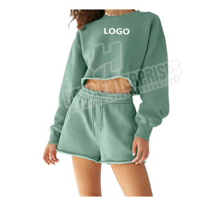 <b>Women's</b> Custom 500gsm <b>Long</b> Sleeve Crewneck Sweatshirt 100% Cotton casual Comfy Collar 3D Patterned Knitted - Product Image 4