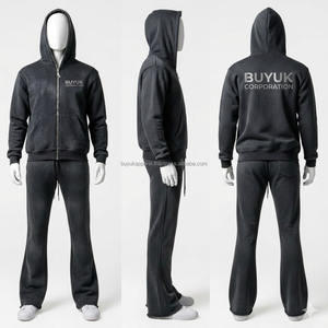 Conjunto Deportivo Ligero con Capucha para Hombre, Talla Grande, Otoño, 100% Algodón, Impermeable, Paneles Laterales Blancos y Negros, Chaqueta con Cremallera Completa - Product Image 6