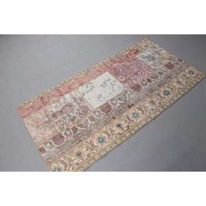 Alfombra Turca Vintage de Lana Roja, 2,9x5,6 pies (88x171 cm) - Product Image 4