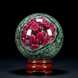 ลูกบอลคริสตัลฟูไซต์ทับทิมธรรมชาติ |   ลูกแก้วหินบำบัดทำมือรักษ์โลกสำหรับการทำสมาธิจักระและปรับสมดุลพลังงาน - Product Image 1