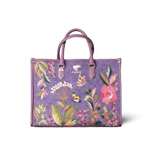 Bolso Tote Bohemio de Cuero Vegano Bordado para Mujer, Resistente al Agua, Color Morado, con Cierre de Broches, para Todas las Temporadas, de PickAleaf - Product Image 1
