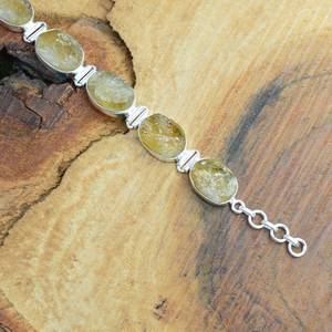 Rough Citrine Luxury <b>Sterling</b> <b>Silver</b> Bracelet Handmade Gemstone Jewelry Natural Stone Adjustable Gold Plated GIA Certified - Product Image 2