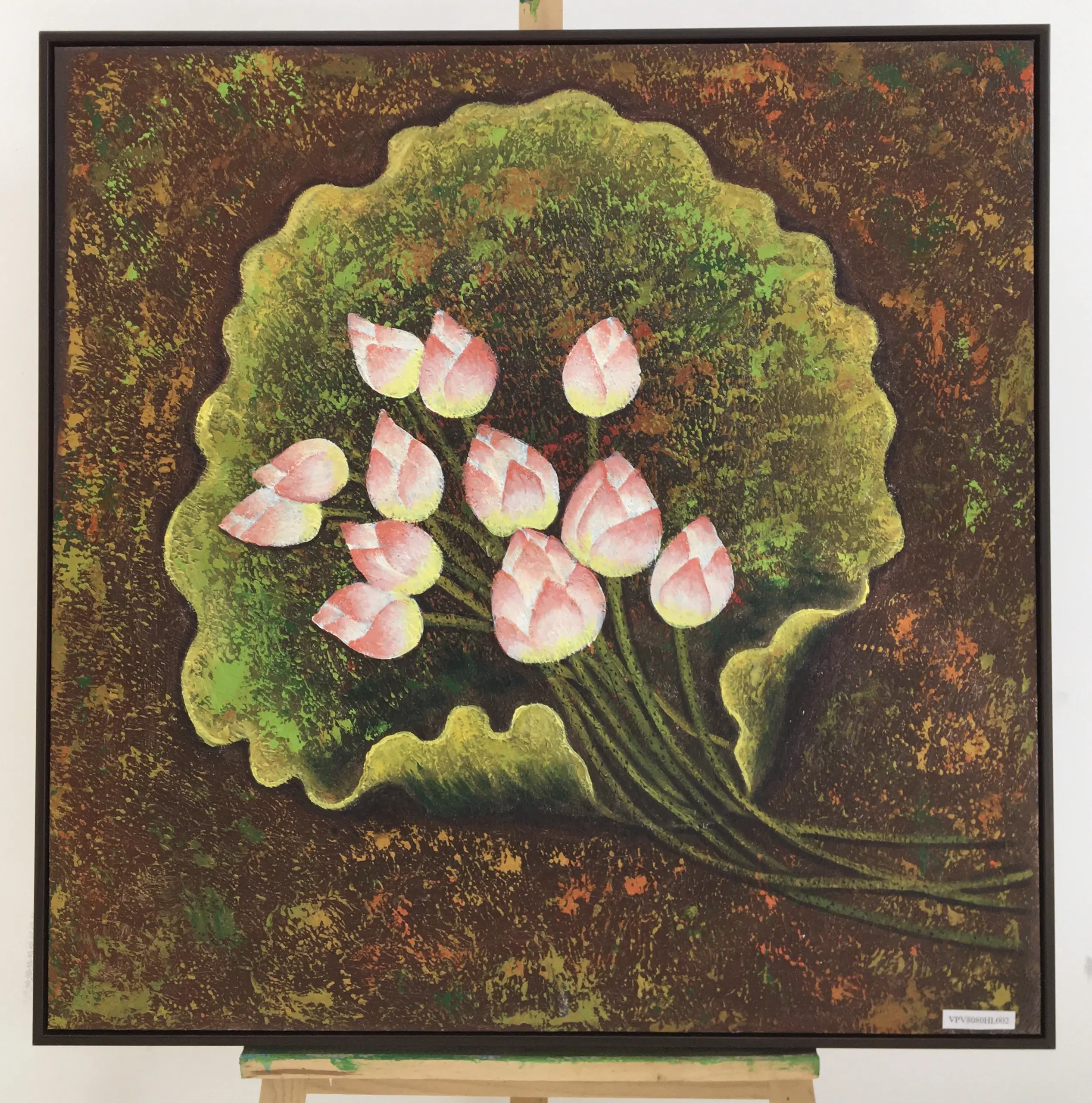 Fleur de Lotus personnalisée peinte à la main sur toile Vinpi Objets décoratifs de jardin Peintures à l'huile de paysage avec garantie