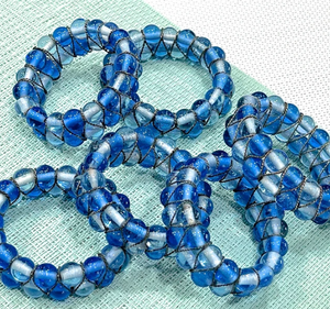 VINTAGE: 6 pièces-ronds de serviette bohème-ronds de serviette en perles de verre-décor de table-dîner, fêtes, divertissement - Product Image 3