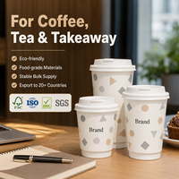 Gobelet en papier kraft à double paroi jetable, qualité alimentaire, recyclable, pour les buffets de petit-déjeuner des hôtels et les commandes directes d'usine