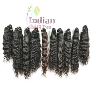 Prix de gros, cheveux humains vierges bruts, double trame, Remy, indiens, mèches ondulées, couleur noire naturelle, extensions profondes - Product Image 4