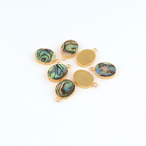 Natural <b>Abalone</b> <b>Shell</b> 12x15mm Single Bail Connector Electroplated Edged Single Bail Handmade Pendant Connector - Product Image 2
