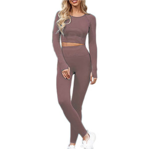 ชุดโยคะผู้หญิง แขนสั้น ผ้าเนื้อดี ระบายอากาศได้ดี เอวยางยืด สวมใส่สบาย 2 ชิ้น ผลิตในปากีสถาน ราคาถูก ขายออนไลน์ - Product Image 1