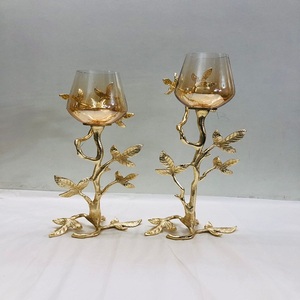 เชิงเทียนแก้วใส่เทียนพร้อมขาตั้งโลหะลายดอกไม้สำหรับตกแต่งบ้านรอมฎอน Diwali ของขวัญคริสต์มาส - Product Image 2