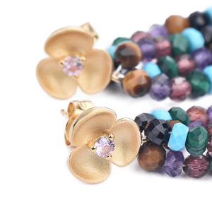 Boucles d'oreilles pendantes plaquées rhodium à la mode ensemble de bijoux avec pierres précieuses en cristal d'améthyste turquoise pour cadeau de mariage pour femme - Product Image 5