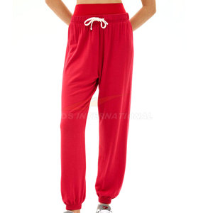 กางเกงวอร์มผู้หญิงทันสมัยโอเวอร์ไซส์เอวยางยืดมีกระเป๋าด้านข้างทรงหลวมใส่วิ่งลำลองกางเกงเลานจ์ใส่เดินทาง - Product Image 2