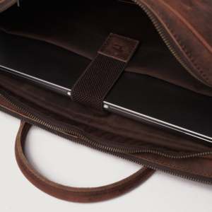 Preston Vintage Distressed Brown Genuine Cow <b>Leather</b> Briefcase <b>Soft</b> <b>Bag</b> with Two-Way Zipper Closure Casual Work Design Men's - Product Image 5
