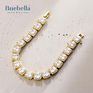10mm Clustered Tennis <b>Bracelet</b> <b>for</b> <b>Men</b> Iced 18K yellow Gold Plated 925 <b>Sterling</b> <b>Silver</b> Moissanite <b>Bracelets</b> - Product Image 3