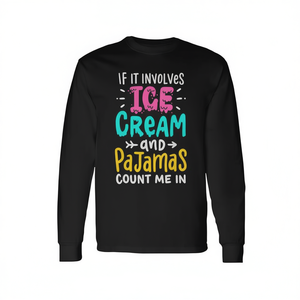Maglietta a Maniche Lunghe per Festa in Pigiama a Tema Gelato, Prodotto Promozionale Personalizzabile - Product Image 2