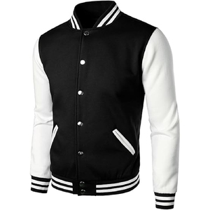 Top quality Custom design black ad white <b>Jacket</b> with Embroidery cotton <b>Men's</b> Varsity <b>Jacket</b> College Baseball <b>jacket</b> for <b>men</b> - Product Image 3
