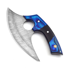 Cuchillo Ulu Hecho a Mano KBS GOODS, Diseño Tradicional de Hoja Curva, Acero Damasco/Acero Inoxidable, Apto para Lavavajillas, Ecológico para Carne - Product Image 3