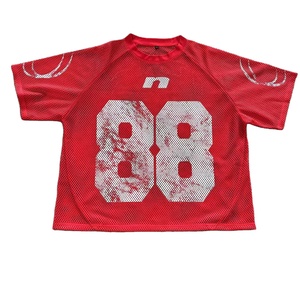 2025 American Mesh Football Jersey Custom Fabric Sports Jersey With Distressed logo <b>Red</b> Color Mesh Goalkeeper <b>t</b> <b>Shirt</b> Jersey - Product Image 1