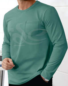 Camiseta ajustada de algodón de manga larga de alta calidad para hombre, ropa de calle transpirable con cuello redondo, tela de algodón 100% - Product Image 2