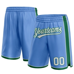 Industrie Direct Engro Sportswear Basketball Shorts Custom Light Blue White-Kelly Green Authentic Basketball Shorts - Product Image 1
