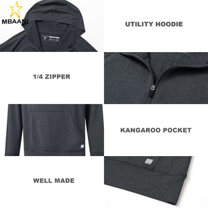 Sudaderas casuales para hombre de manga larga con bolsillo canguro, ligeras, color gris jaspeado, con cremallera de un cuarto para golf - Product Image 6