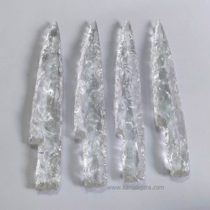 Cuchillo de Vidrio de Ónix Azul de 5 Pulgadas, Cuchillo de Piedra de Vidrio con Punta de Flecha Tallada a Mano, Cuchillo de Piedra Semipreciosa para Caza - Product Image 2