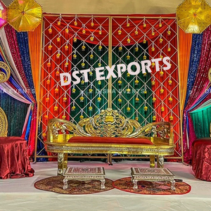 Mehndi Sangeet Escenario Asientos bajos Muebles DE BODA Escenario DE BODA Conjunto de sofá y sillas Escenario DE BODA indio Sofá Muebles Mejor - Product Image 1