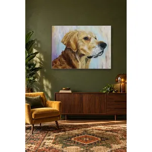 Profil du Golden Retriever Fida sur fond pastel, impression sur toile - Product Image 4