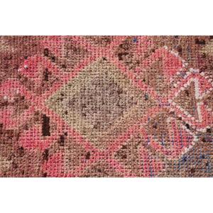 Vintage 3.1x10 ft Rug, Herki Turkish Rug, <b>Red</b> Floral Rug <b>Wool</b> - Product Image 5