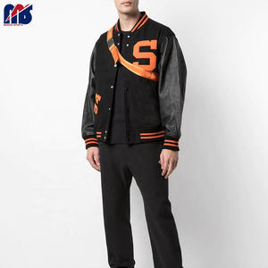 เสื้อแจ็กเก็ตเบสบอลสำหรับผู้ชายเสื้อกันลมติดกระดุมที่แขนเสื้อหนังใส่โลโก้ได้ตามต้องการ - Product Image 6