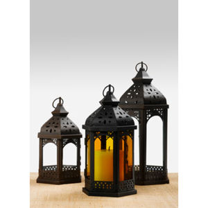 Vajilla Centro de mesa Decoración Linterna de metal Recubierto de polvo negro Linterna interior y exterior a precio mayorista - Product Image 3