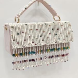 Luxury Embroidery Pearl <b>Beaded</b> Handbag Handmade Crystal Tassel Fringe Evening Clutch Elegant Wedding Party <b>Purse</b> Designer Summer - Product Image 3