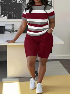 ชุดคู่แฝดสีล้วนสำหรับผู้หญิงชุดลำลอง2ชิ้นสำหรับฤดูร้อนเสื้อและกางเกงขาสั้นระบายอากาศได้ดีสวมใส่ได้ทุกวัน - Product Image 4