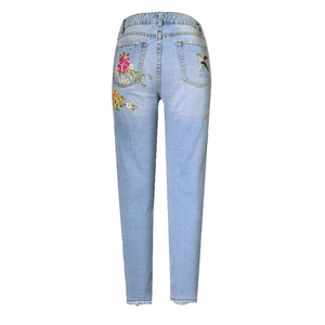 Jeans en denim pour femmes de haute qualité personnalisés, pantalon évasé brodé extensible, écologique, respirant, taille haute, longueur entière, skinny - Product Image 3