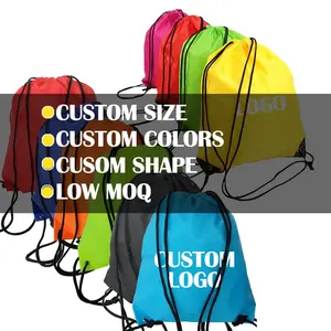 210D Nylon Fabric Custom Logo Promotional 210D Polyester Drawstring Bag For Promotional