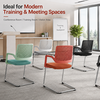 Chaise de bureau ergonomique moderne en maille avec hauteur réglable, accoudoirs pivotants et sangles, pour réception, visiteurs et personnel