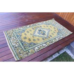 Alfombra de 2.8x5.4 pies, Alfombra Turca Vintage, Alfombra Ikat Azul - Product Image 2