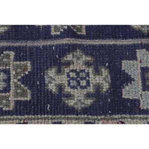 Alfombra Vintage de 1.4x5.3 pies, Alfombra Turca, Alfombra Azul con Diseño de Patchwork - Product Image 5