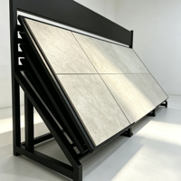 Robustes Metall-Schiebe-Fliesenpräsentationsregal Push-Pull Steinmuster-Ausstellungsregal Freistehendes Granit-Präsentationsregal