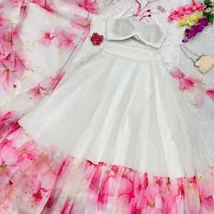 Dernier designer de travail ethnique Lehenga Choli imprimé floral en soie organza pure de haute qualité pour adultes par Fab Zone - Product Image 1